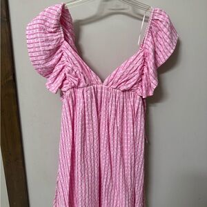 Pink Gingham Ruffle Dress